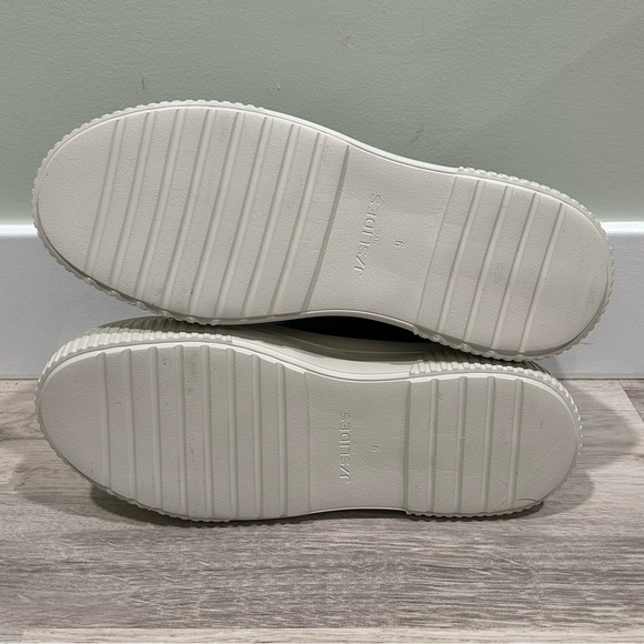 NIB J/SLIDES NYC West Black Leather Sneaker Shoes White Platform Soles Size 9M - Picture 6 of 12